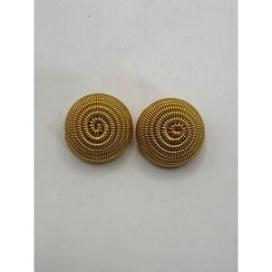 Vintage Gold Tone Swirl Clip-On Earrings